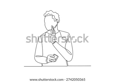 Man Applying Neck Skincare Routine. Self care daily Concept. Single line draw design Video 4k. Footage graphic illustration