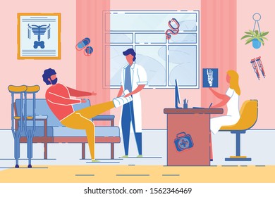 Man at Appointment with Traumatologist or Surgeon.