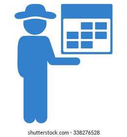 Man Appointment vector icon. Style is flat symbol, cobalt color, rounded angles, white background.