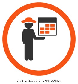 Man Appointment vector icon. Style is bicolor flat rounded symbol, orange and gray colors, rounded angles, white background.