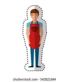 man with apron character vector illustration design