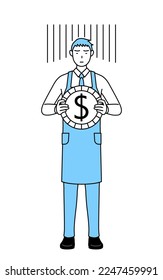 A man in an apron, an image of exchange loss or dollar depreciation