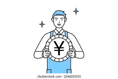 A man in an apron, an image of foreign exchange gains and yen appreciation