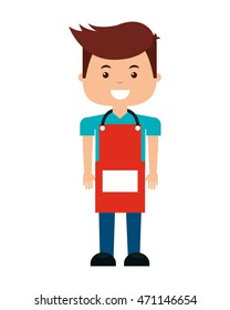man with apron isolated icon vector illustration design