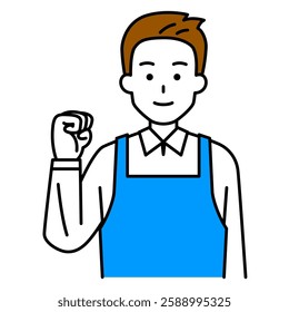 Man in an apron making a fist pump