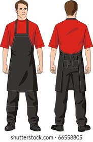 The Man In An Apron And Trousers With Pockets