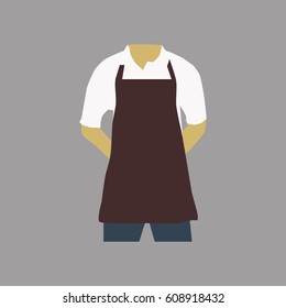 man in apron vector for barbershop, bakery 