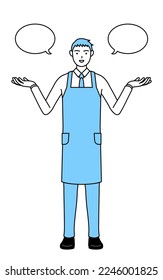 A man in an apron with wipeout and comparison.