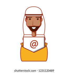 man arab and envelope mail with arroba symbol