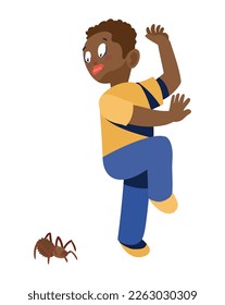 hombre con carácter aracnofobia