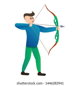 Man arch shooting icon. Cartoon of man arch shooting vector icon for web design isolated on white background