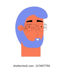 Hombre con gafas de arco. Ilustración vectorial en un estilo plano.
