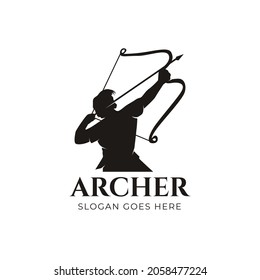 a man and archer. archery logo design Concept for Company, Club, Community, Store and website. vector EPS 10