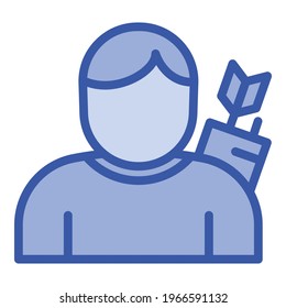 Icono del arquero del hombre. Icono del vector del marcador de contorno para el diseño web aislado en fondo blanco
