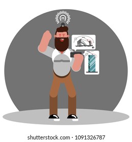 Man architect generate an idea