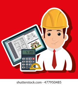 man architect protractor calculator