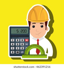 man architecture calculator rule vector illustration graphic