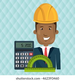 man architecture calculator rule vector illustration graphic