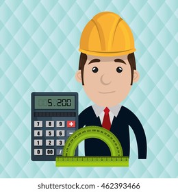 man architecture calculator rule vector illustration graphic