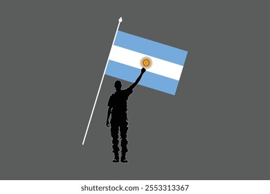 Um homem com bandeira da Argentina, Bandeira da Argentina símbolo nacional ilustração Vetor, Retângulo Argentina bandeira ilustração, Vetor plano ilustração
