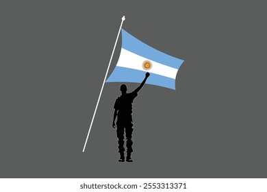 Um homem com bandeira da Argentina, Bandeira da Argentina símbolo nacional ilustração Vetor, Retângulo Argentina bandeira ilustração, Vetor plano ilustração
