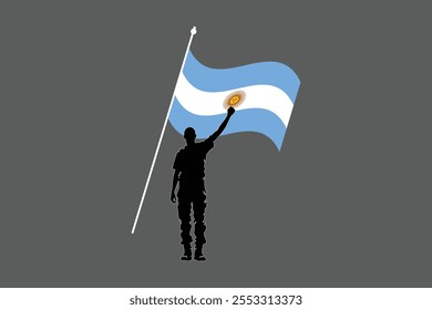 Um homem com bandeira da Argentina, Bandeira da Argentina símbolo nacional ilustração Vetor, Retângulo Argentina bandeira ilustração, Vetor plano ilustração
