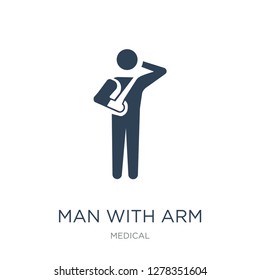 man with arm injury icon vector on white background, man with arm injury trendy filled icons from Medical collection, man with arm injury vector illustration
