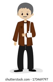 Man with arm injury, vector