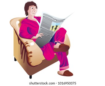man in armchair with newspaper