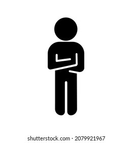 Man With Arms Crossed. Business Man, Manager Or Security Guard Person. Icon Vector Illustration