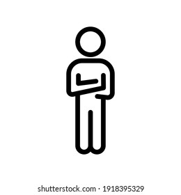 Man With Arms Crossed. Bussinessman, Manager Or Security Guard Person. Outline Icon Vector Illustration