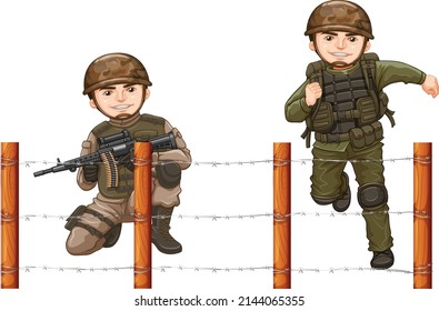 Man in army uniform on white background illustration