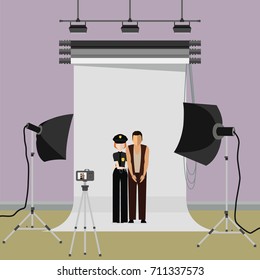 Man arrested photo in police. Flat vector stock illustration