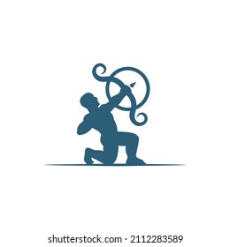hombre con enfoque en flecha para el logo de la luna