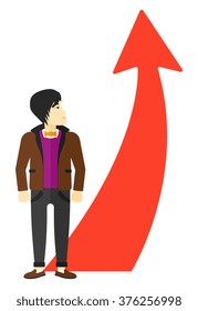 Man with arrow going up.
