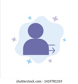 Man, Arrow, Left, Right Blue Icon on Abstract Cloud Background