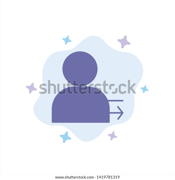 Man, Arrow, Left, Right Blue Icon on Abstract\
Cloud Background