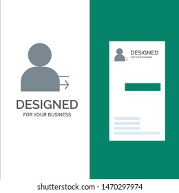 Man, Arrow, Left, Right Grey Logo Design and Business Card Template. Vector Icon Template background