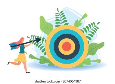 A man with an arrow is running towards his goal along a winding road, motivation is advancing, the path to achieving the goal is high, through clouds or stairs, steps of achievement, steps