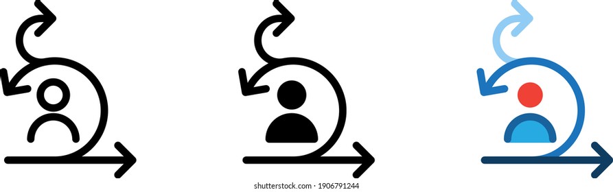 man with arrow symbolising Scrum master icon, Agile icon, vector