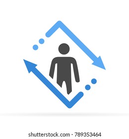 Man with arrows icon