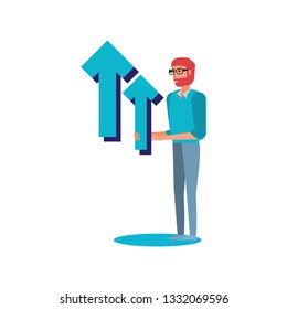 man with arrows up isolated icon