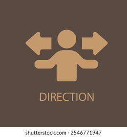 Man with arrows in two directions icon simple vector symbol