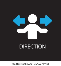 Man with arrows in two directions icon simple vector symbol