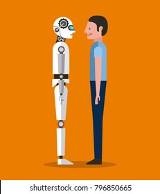 man and articial intelligence robot together