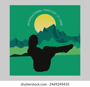 Man asana on a white isolated Yoga background. yoga and meditation. international yoga day poster design.