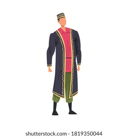 Man in Asian National lothing, Male Representative of Country in Traditional Outfit of Nation Cartoon Style Vector Illustration