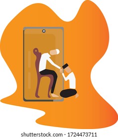 A Man ask an apology to his Father through a mobile phone on online video call