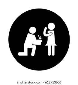 Man asking for commitment silhouette