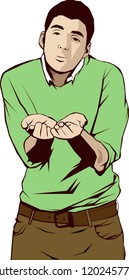 Man asking for money vector illustration